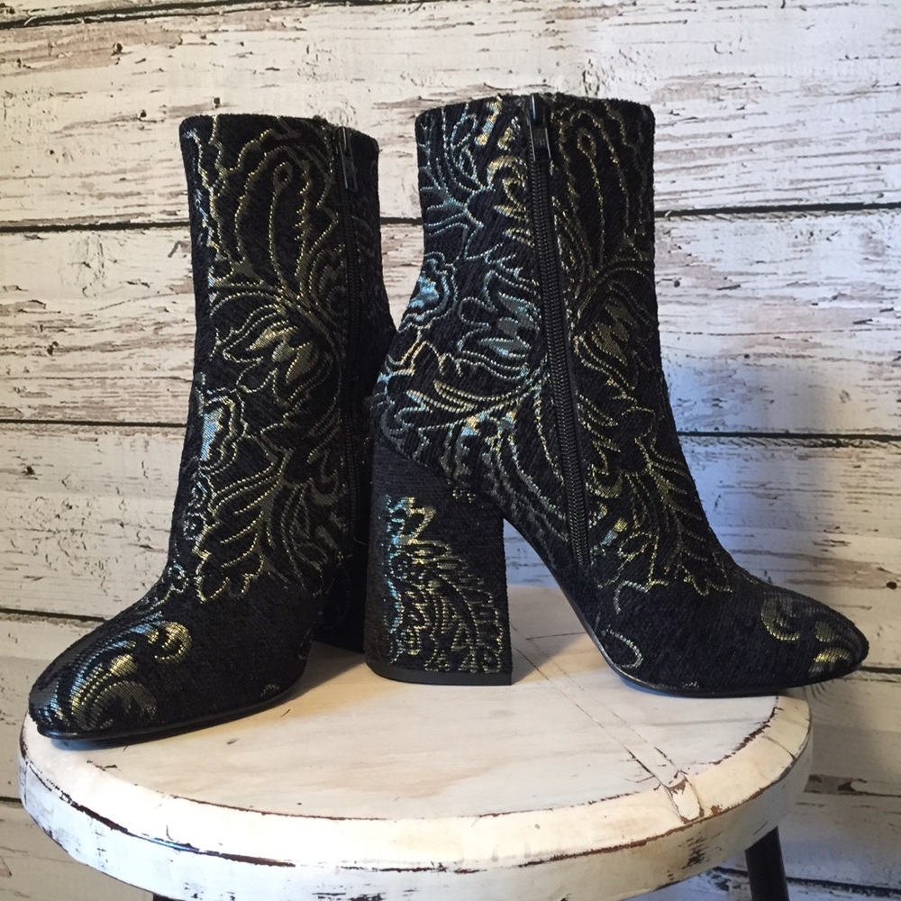 ASH Fedora black silver heel booties boots 39 9